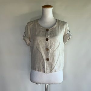 Blu No. 9 Short Sleeve Linen Button Down Top - sz XS